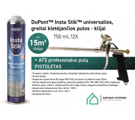 Tyvek DuPont Insta Stik universal, fast-curing foam adhesive 750 ml x 12 pcs + ATS professional foam gun